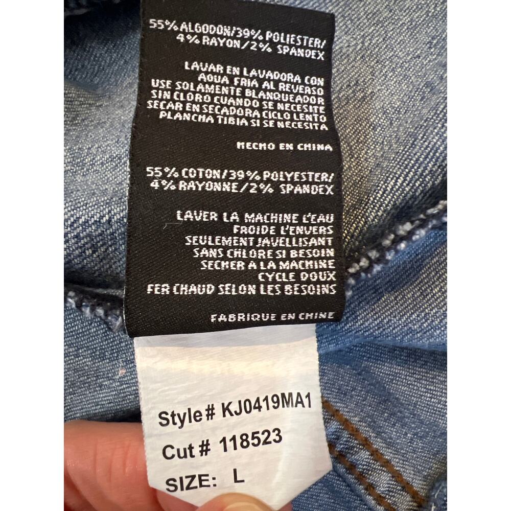 Kut from the Kloth Distressed
Raw Hem Light Blue Denim Kara Frayed Hem Jacket L - Picture 10 of 14